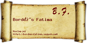 Bordás Fatima névjegykártya